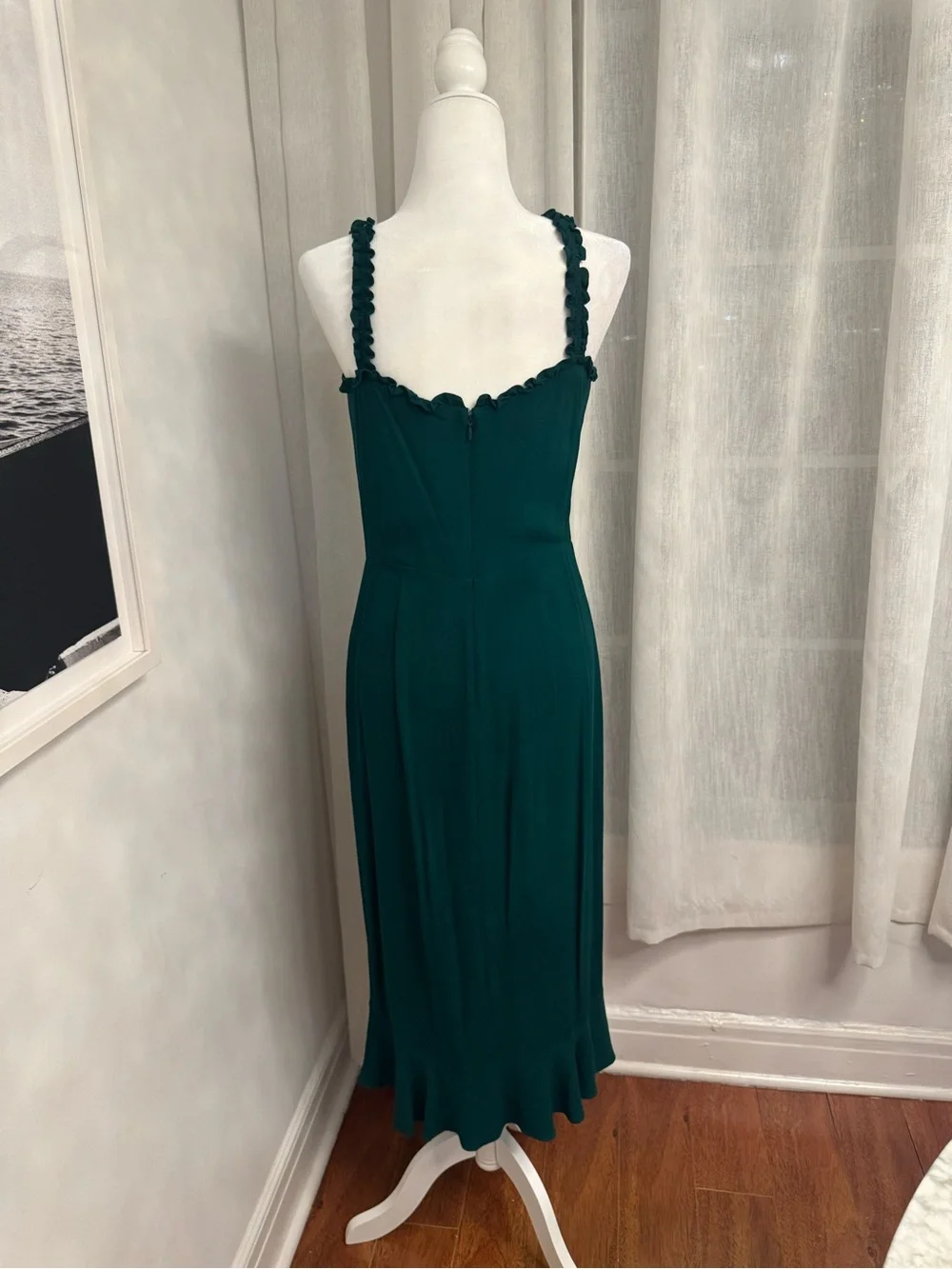 Reformation Emerald Green Flirty Bodice Midi Dress